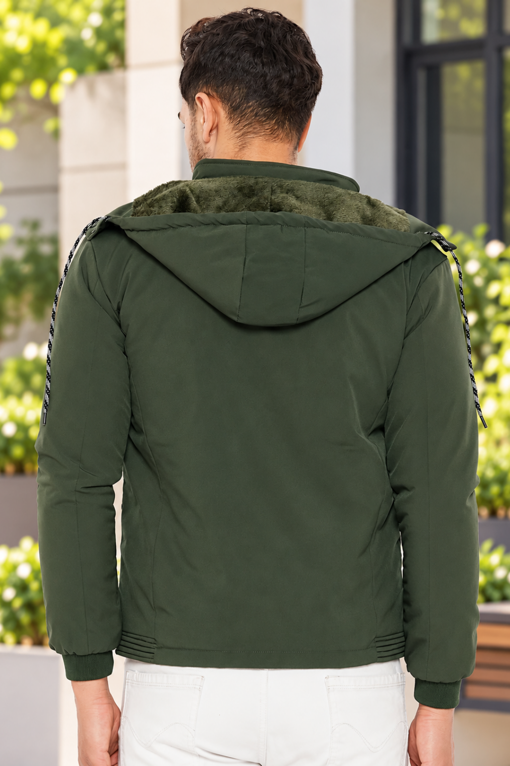 Mens Dark Green Full Sleeve Solid Jacket
