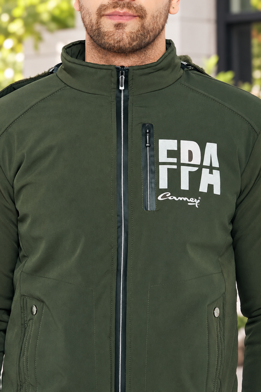 Mens Dark Green Full Sleeve Solid Jacket