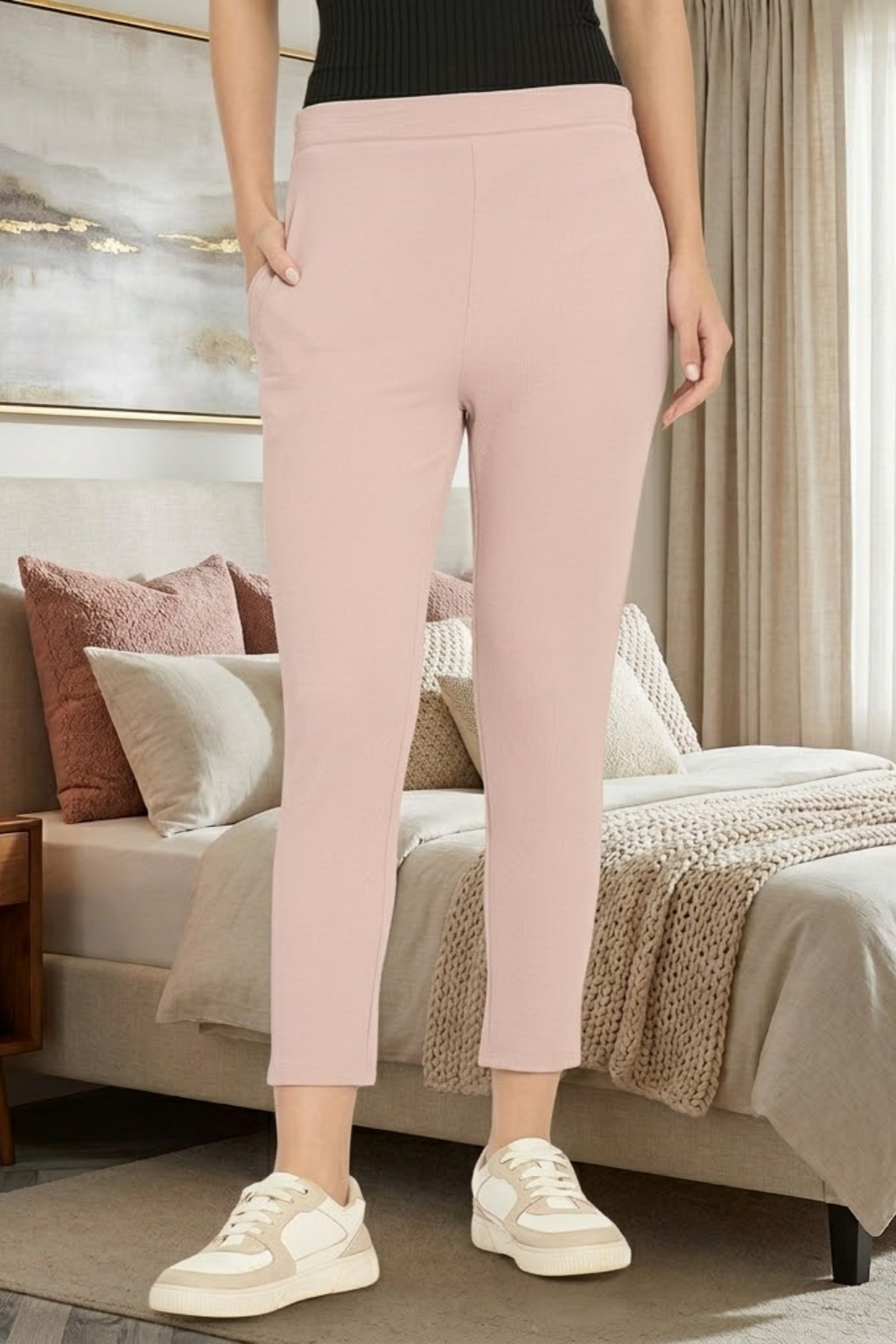 Women Narrow Pant, Peach