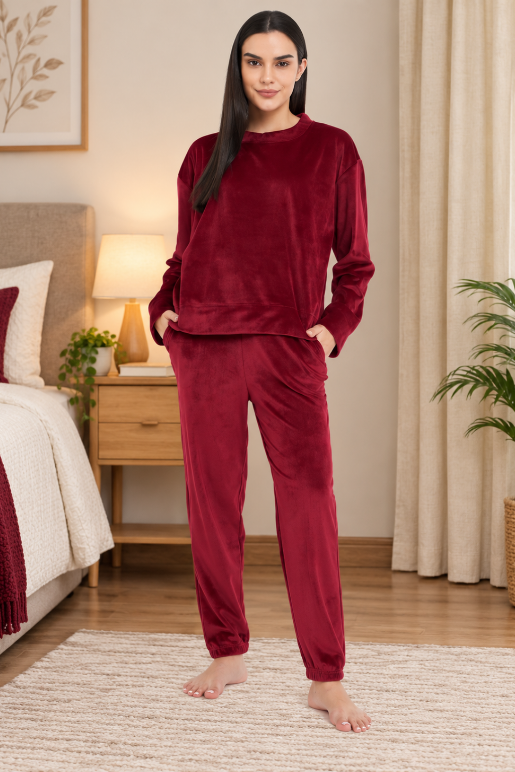 Women Winter Night Suit Full Sleeve Top and Jogger With 2 side pockets