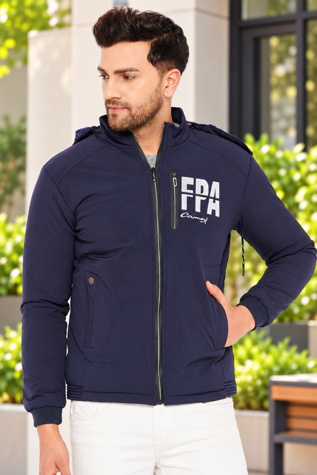 Mens Navy Full Sleeve Solid Jacket