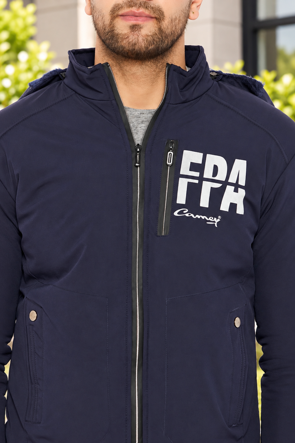 Mens Navy Full Sleeve Solid Jacket