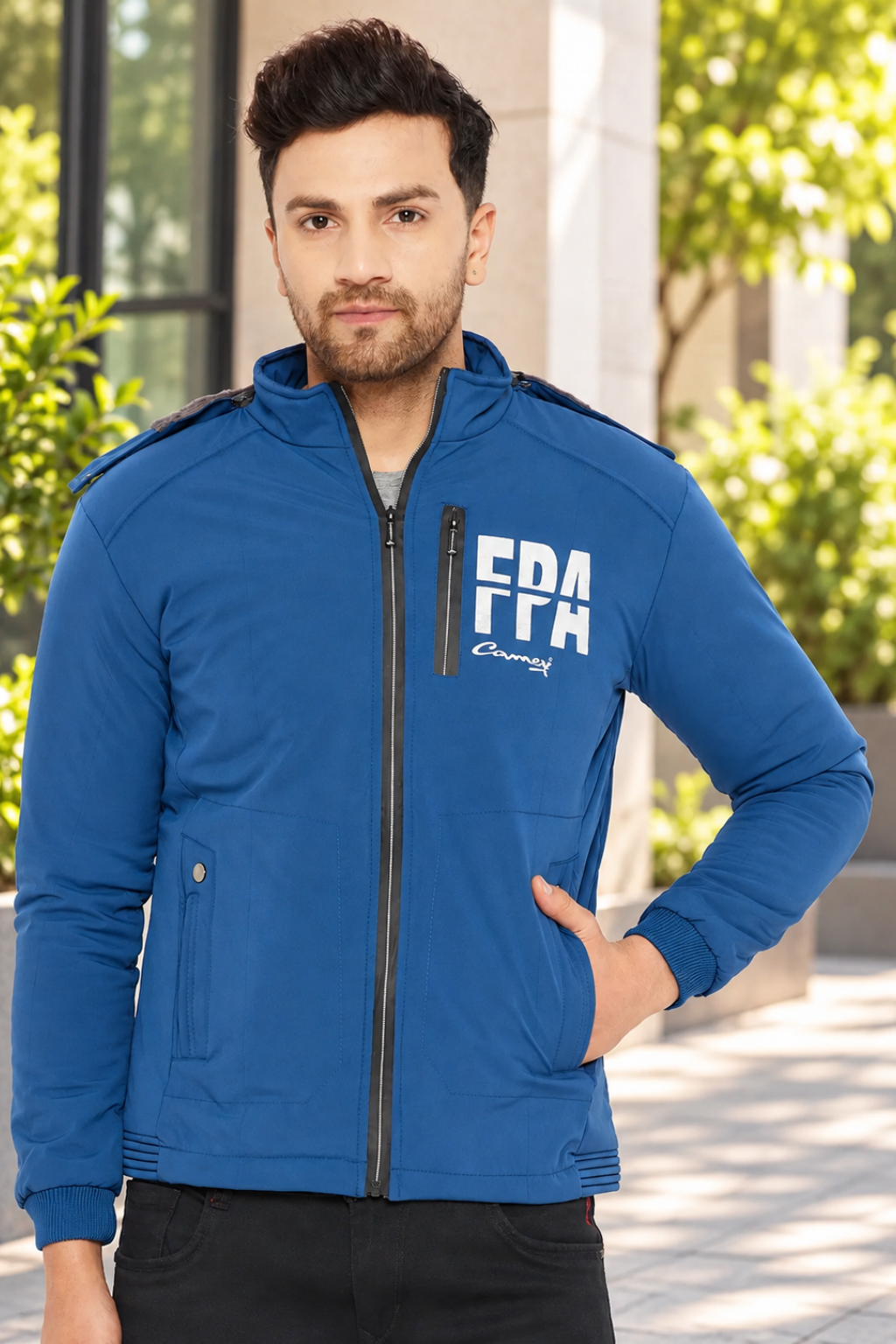 Mens Blue Full Sleeve Solid Jacket