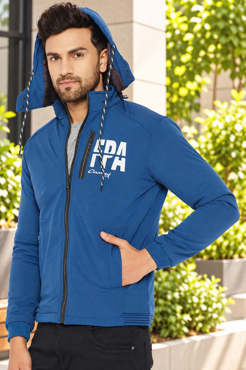 Mens Blue Full Sleeve Solid Jacket