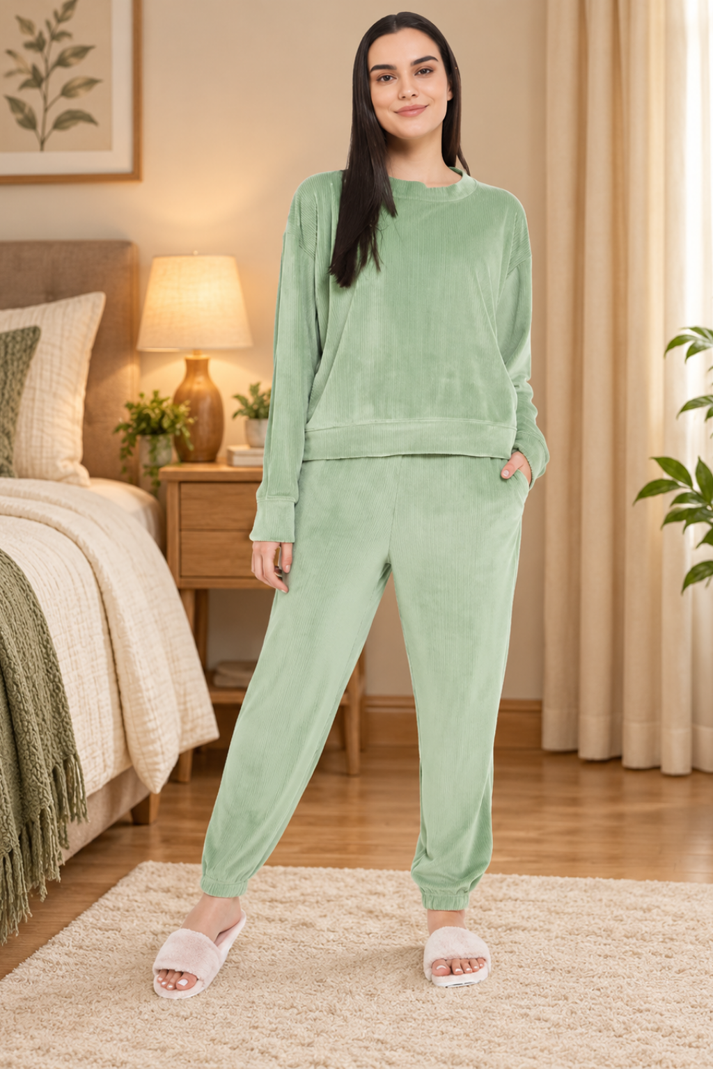 Women Winter Night Suit Full Sleeve Top and Jogger With 2 side pockets