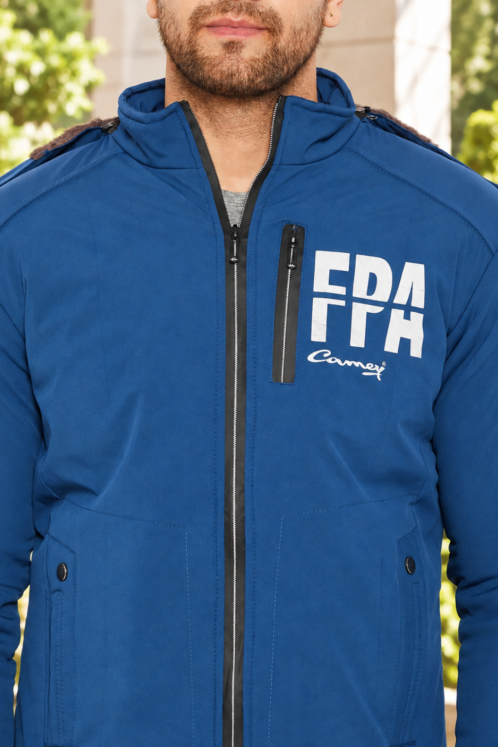 Mens Blue Full Sleeve Solid Jacket