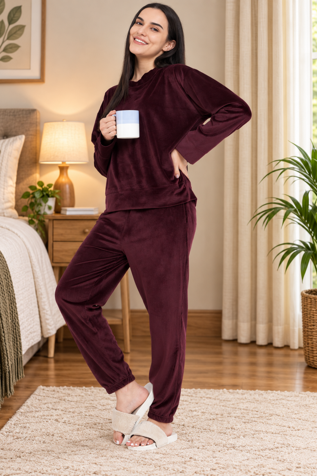 Women Winter Night Suit Full Sleeve Top and Jogger With 2 side pockets
