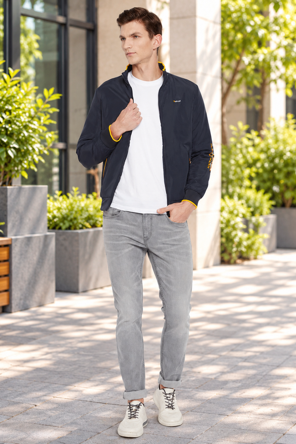 Mens Navy Full Sleeve Zipper Jacket