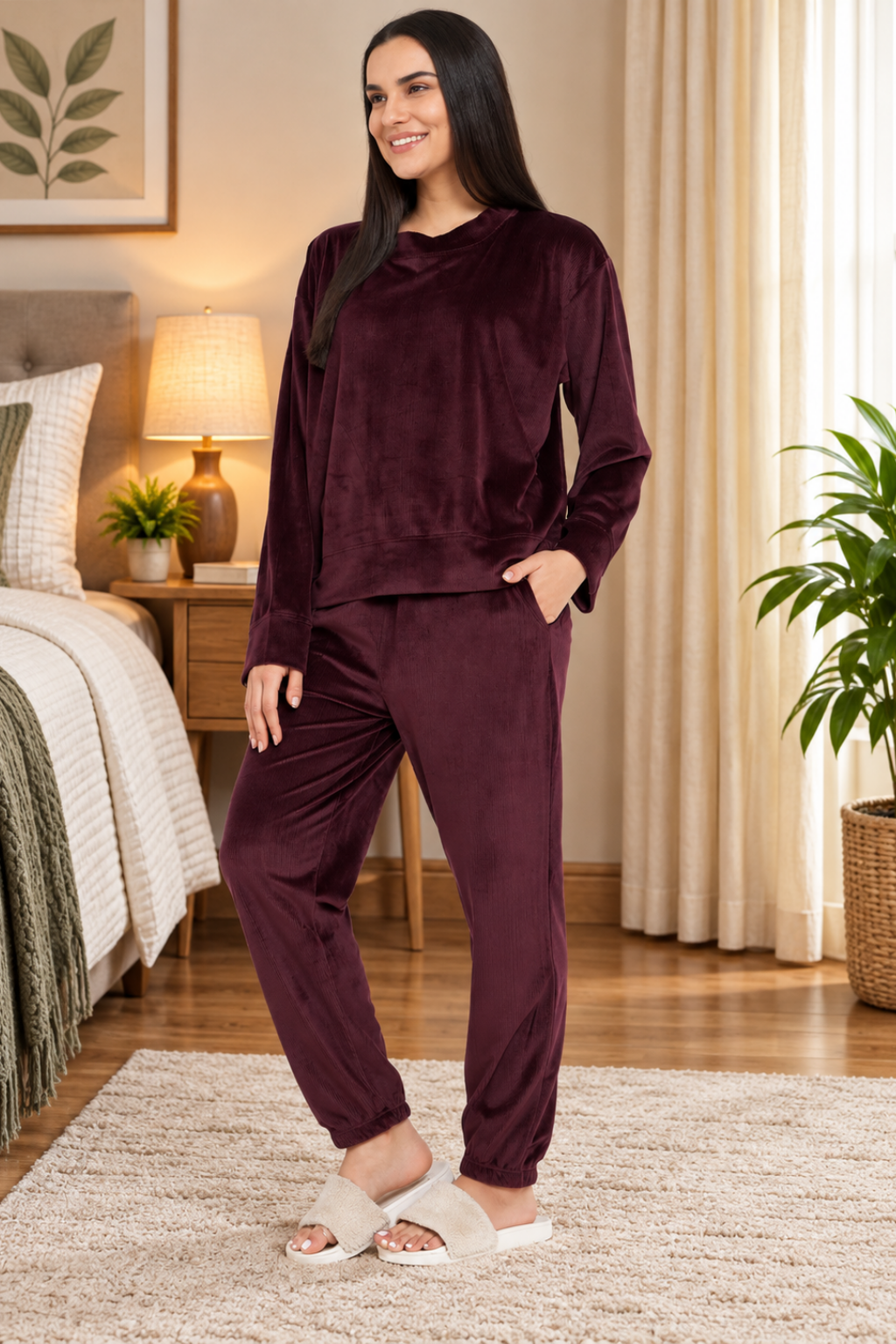 Women Winter Night Suit Full Sleeve Top and Jogger With 2 side pockets