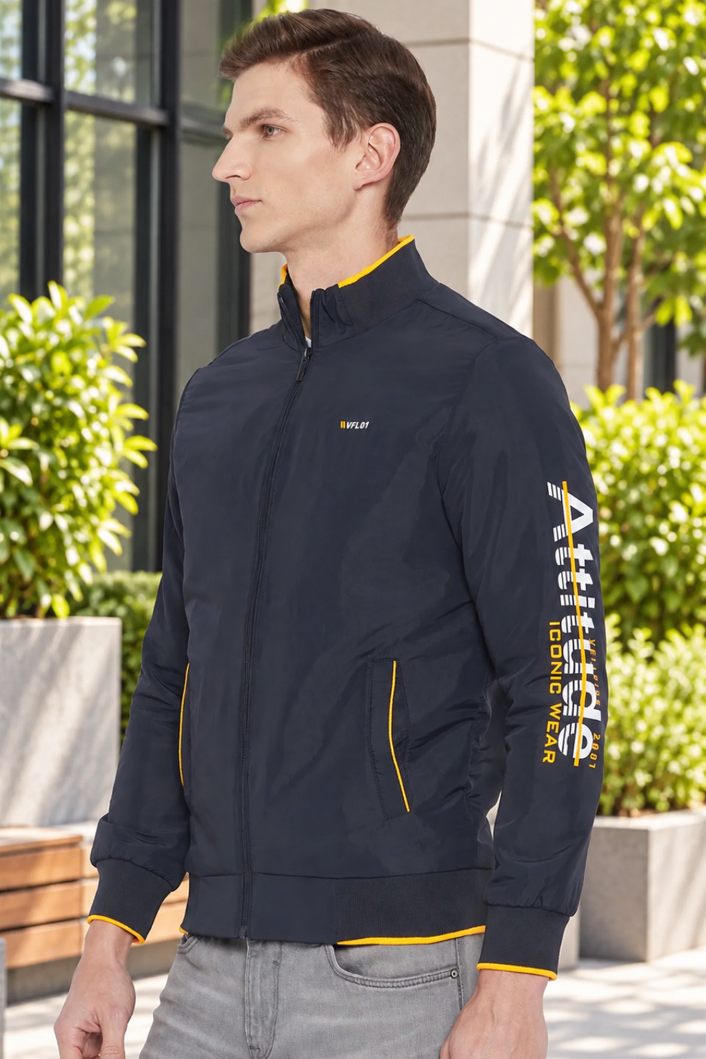 Mens Navy Full Sleeve Zipper Jacket