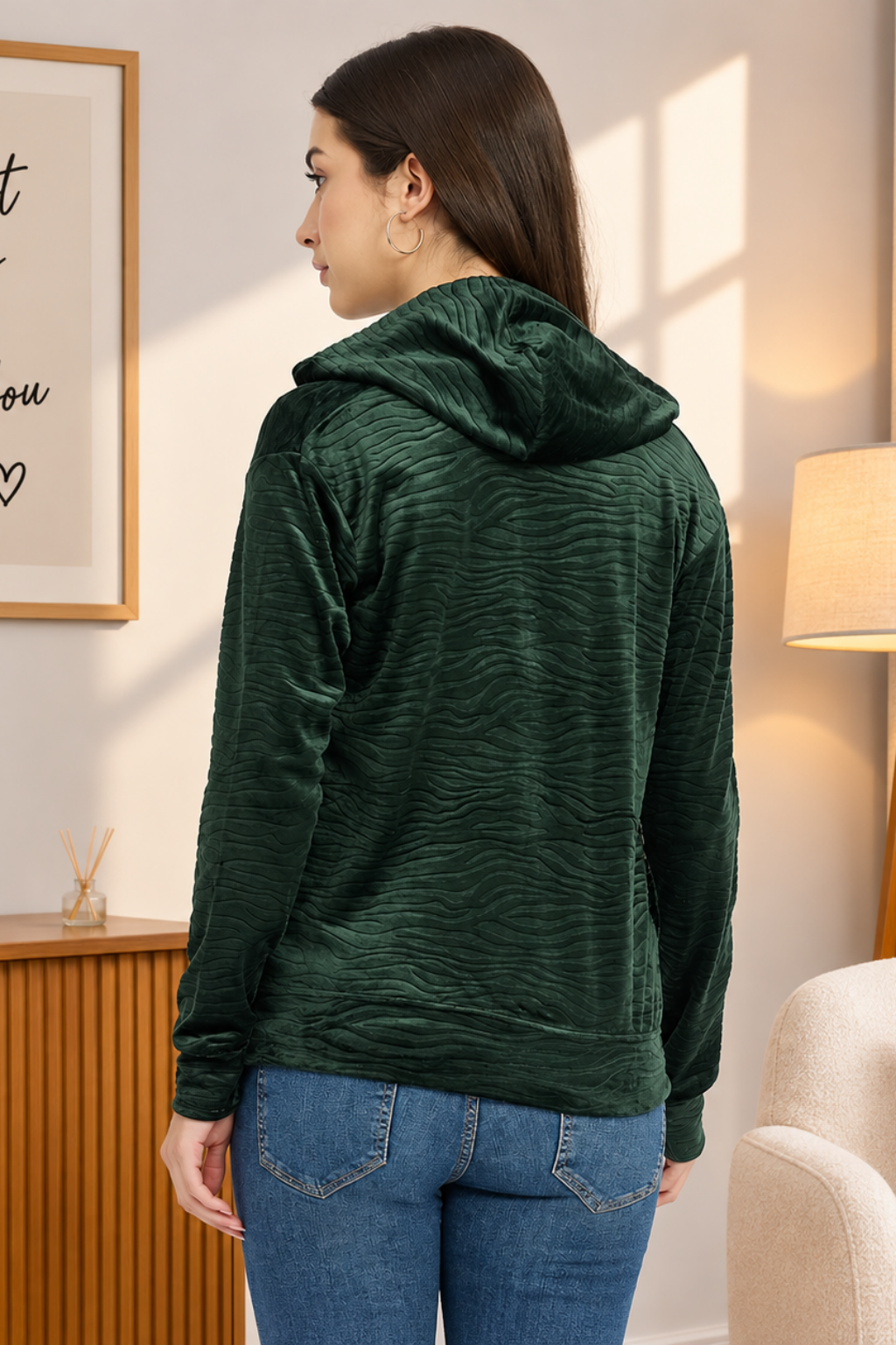 Women’s Whale Textured Zip-Up Hooded Sweatshirt