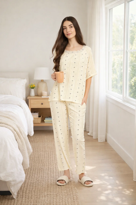 Women’s Floral Printed Night Suit Set | Soft Viscose Women Night Suit