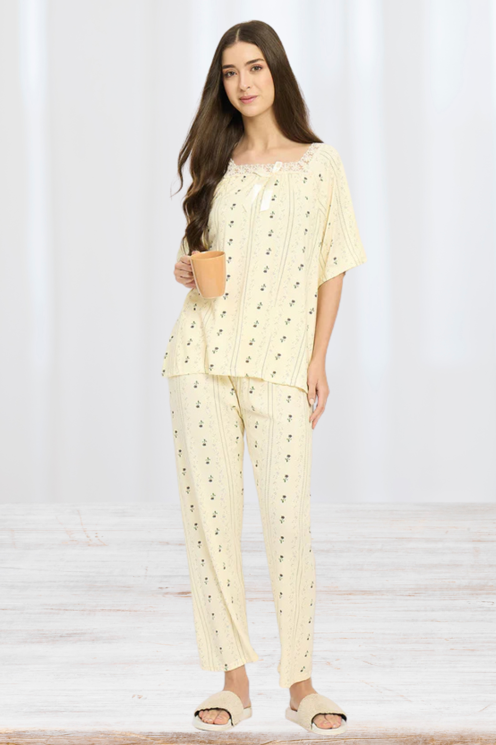 Women’s Floral Printed Night Suit Set | Soft Viscose Women Night Suit