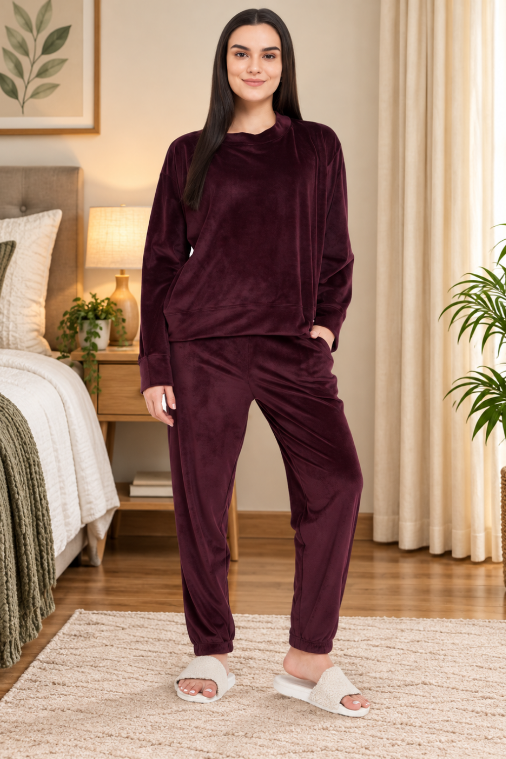 Women Winter Night Suit Full Sleeve Top and Jogger With 2 side pockets
