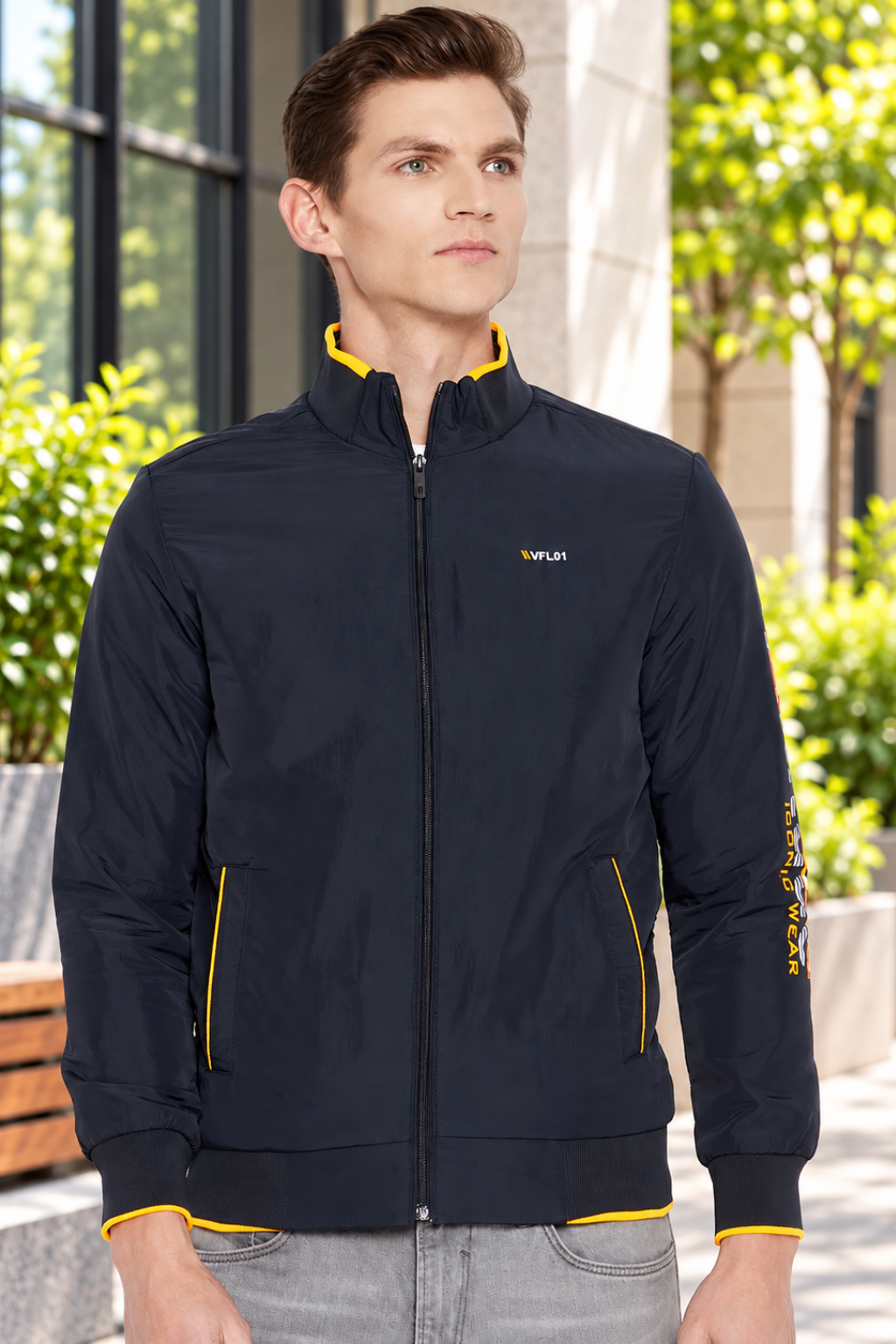 Mens Black Full Sleeve Zipper Jacket