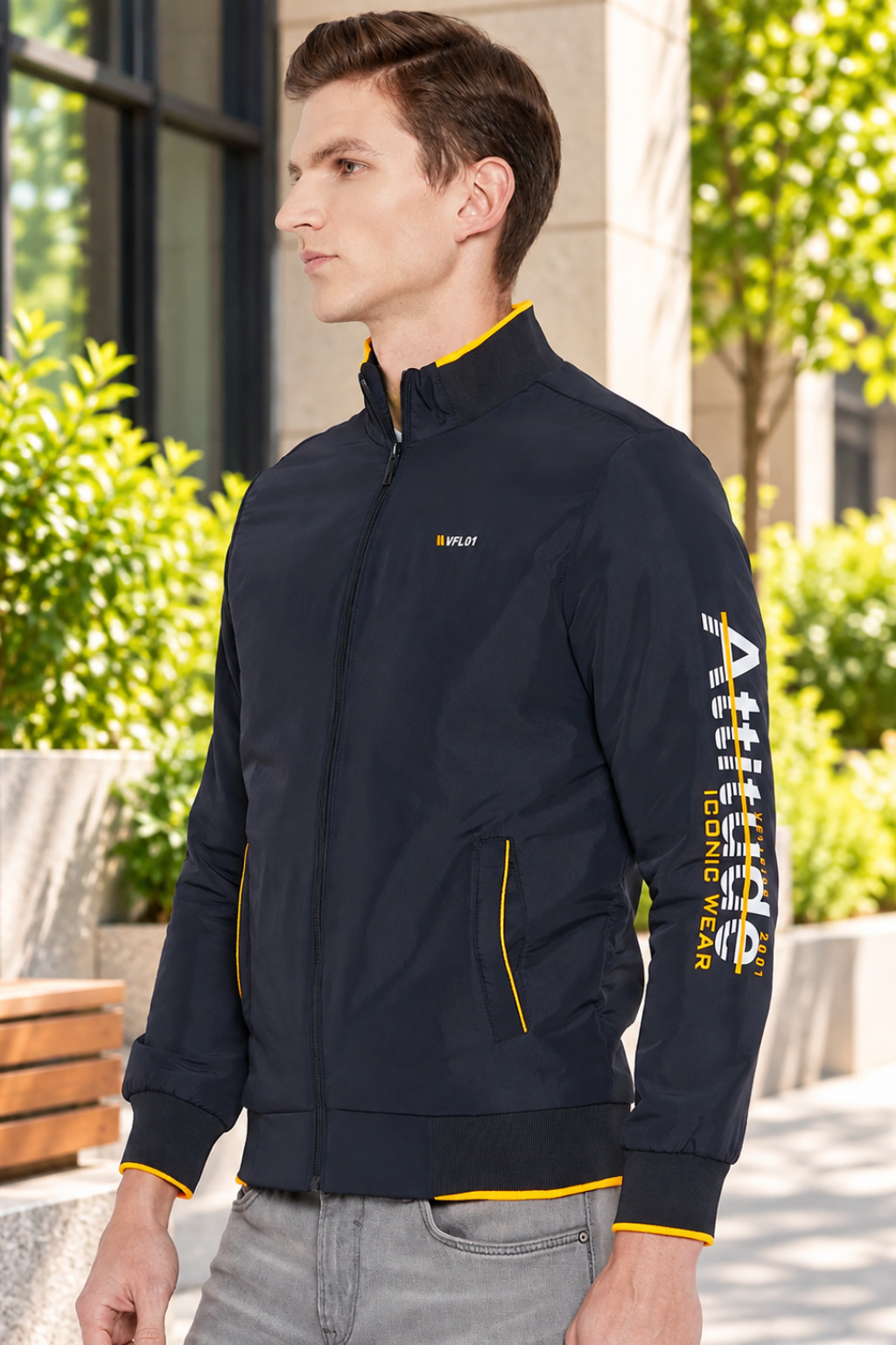 Mens Black Full Sleeve Zipper Jacket