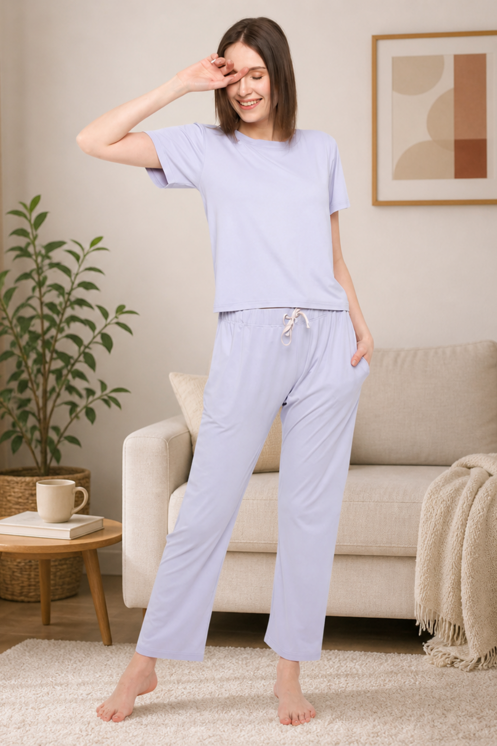 Night Suit Crop tshirt & pyjama Set for Women