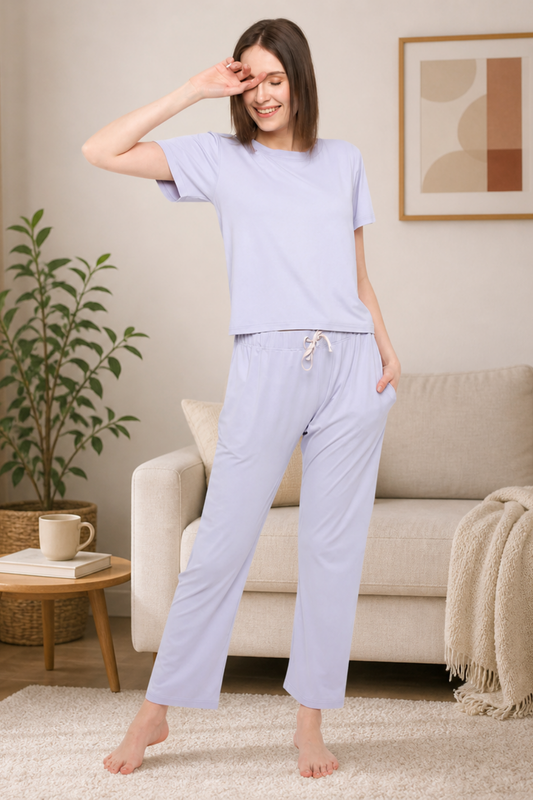 Night Suit Crop tshirt & pyjama Set for Women