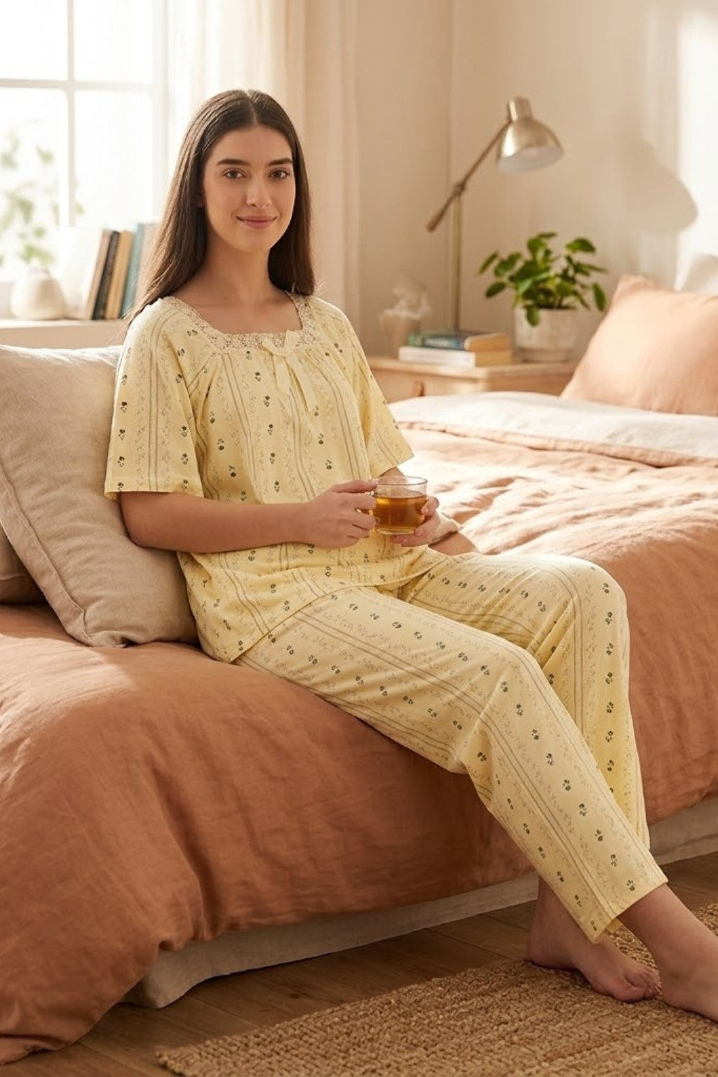 Women’s Floral Printed Night Suit Set | Soft Viscose Women Night Suit