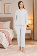 Women Winter Full Sleeve Jacquard Zipper Hoody Nightsuit