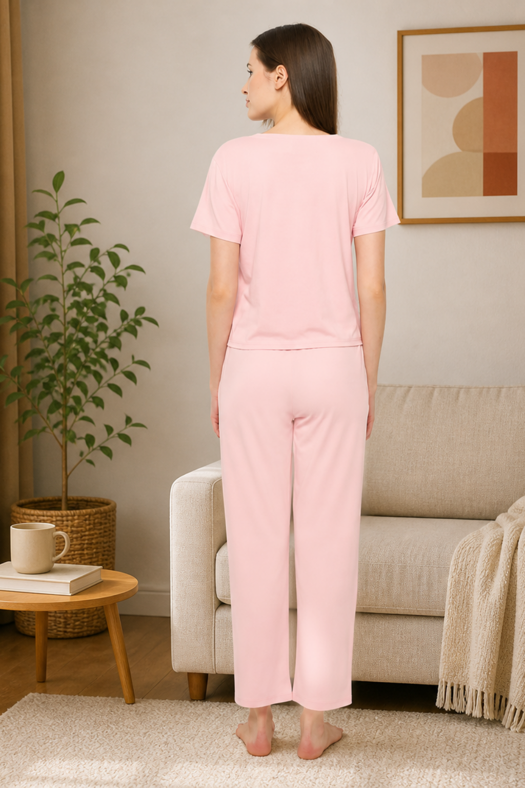 Night Suit Crop tshirt & pyjama Set for Women