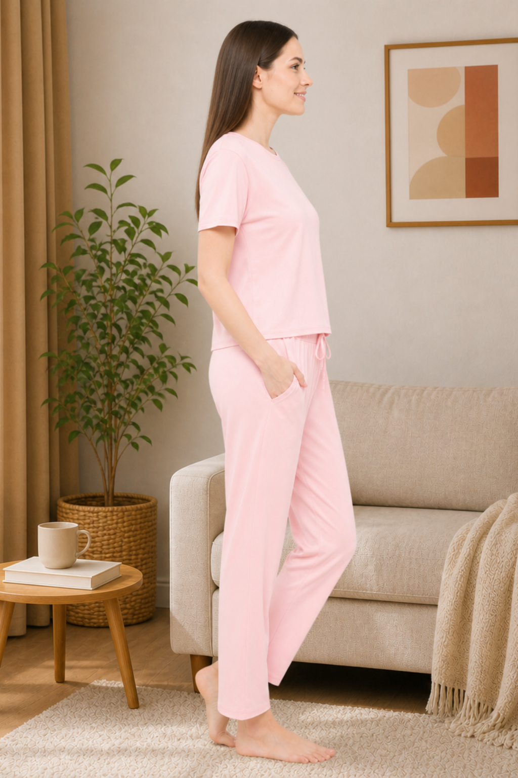 Night Suit Crop tshirt & pyjama Set for Women