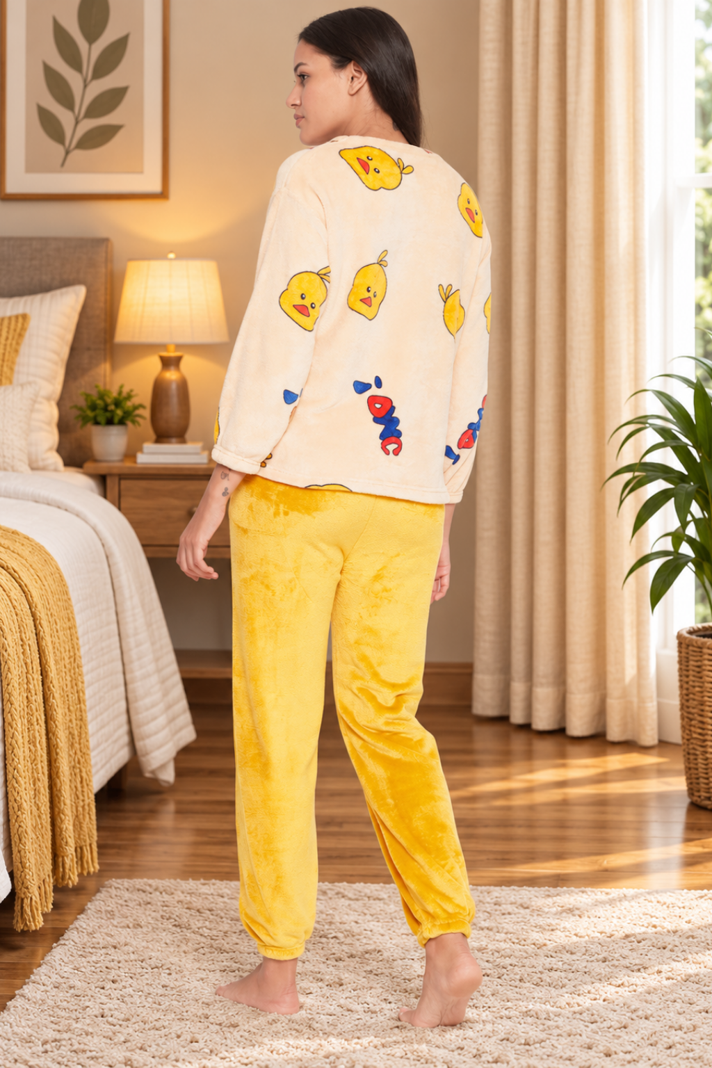 Women Printed Winter 3/4 Sleeve Top and Pajama Pants
