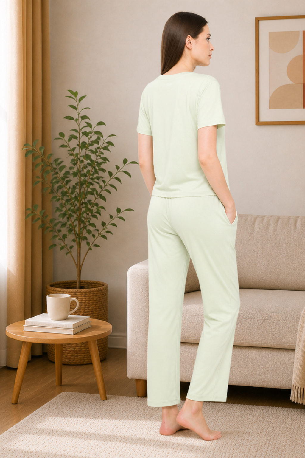 Night Suit Crop tshirt & pyjama Set for Women