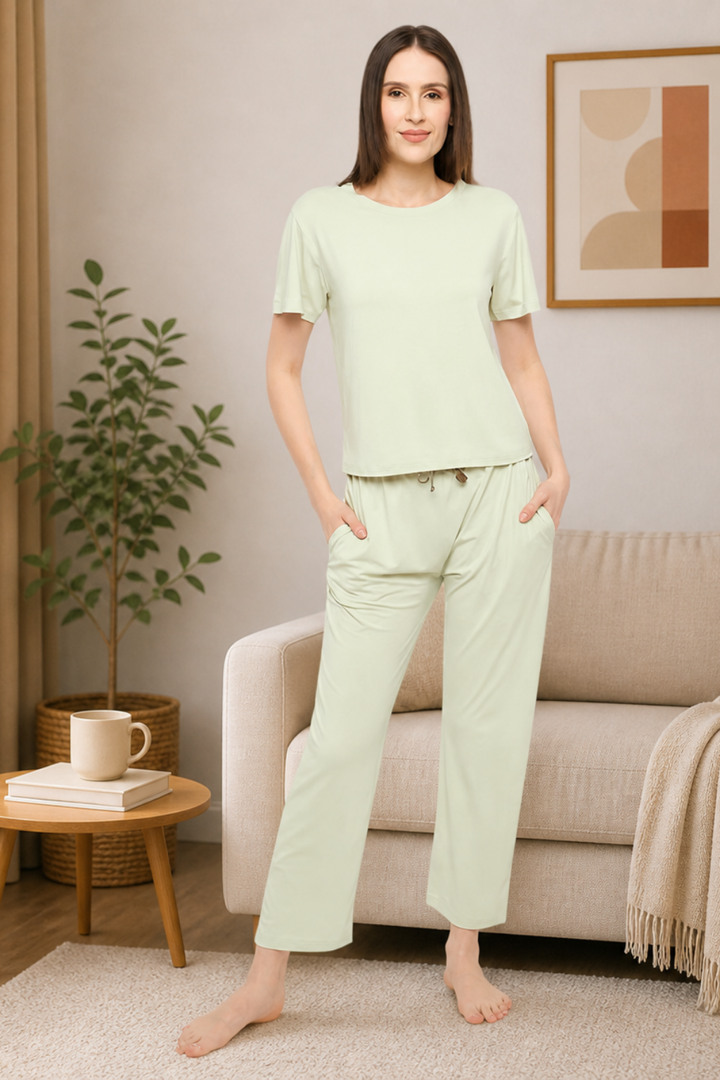 Night Suit Crop tshirt & pyjama Set for Women