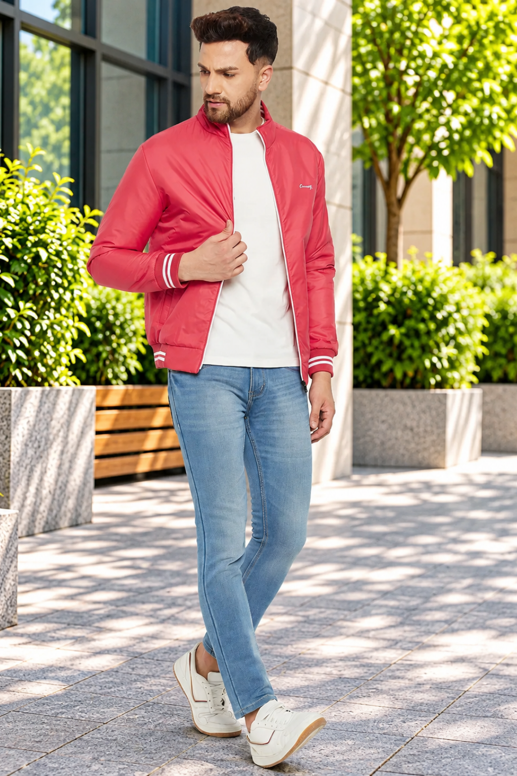 Mens Red Full Sleeve Zipper Jackets