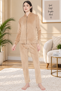 Women's Winter Full Sleeve Top and Pajama Pants Regular Fit Night Suit Hooded Top and Pyjama Set Ladies Night Dress