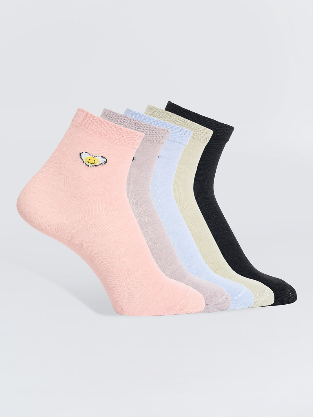 Buy Camey Cotton Socks – Best for Work, Casual & Gym | Women Solid & Striped Ankle Socks, Pack of 5, Multi-Colours