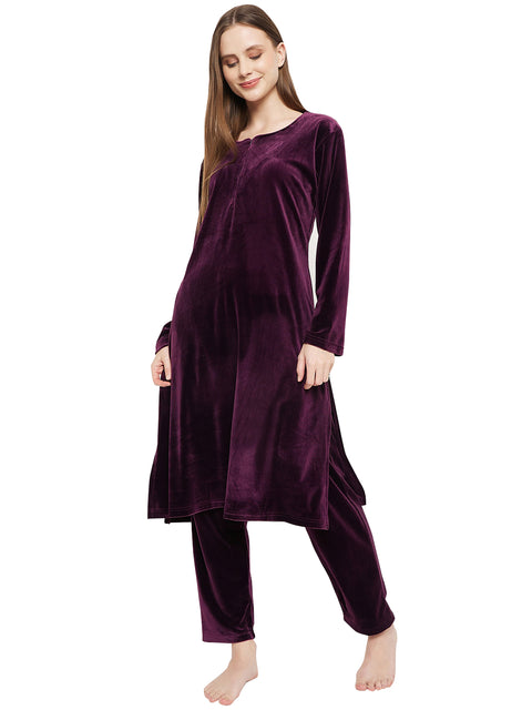 Women Woolen|Winter Corduroy Kurti & Pajama Set