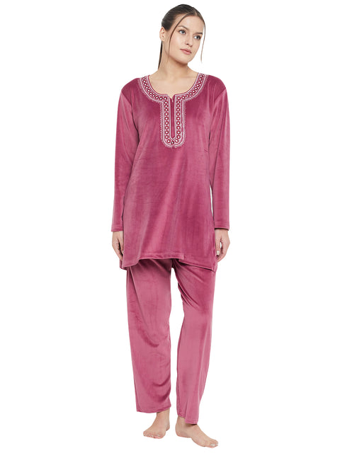 Women Woolen|Winter Velvet Kurti & Pajama Set|kashmiri design kurti set