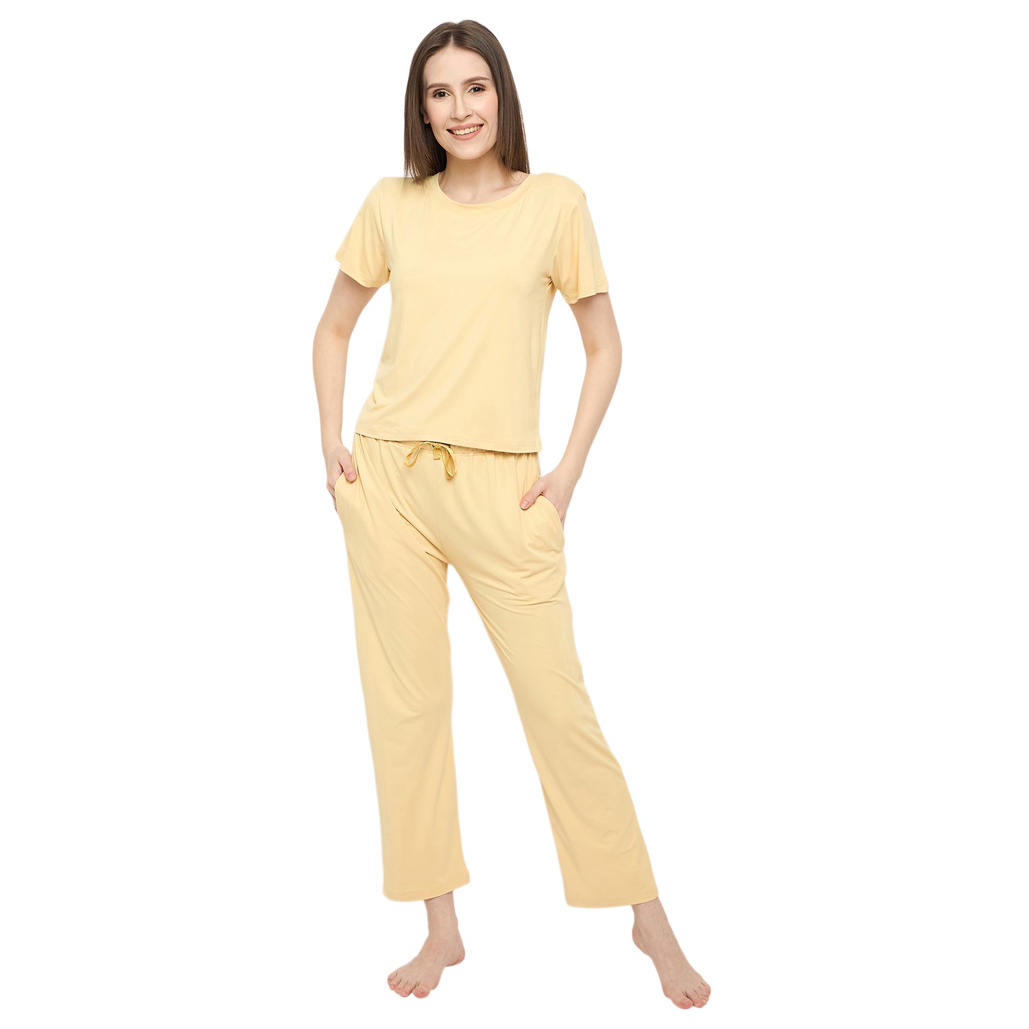 Night Suit Crop tshirt & pyjama Set for Women