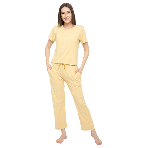 Night Suit Crop tshirt & pyjama Set for Women