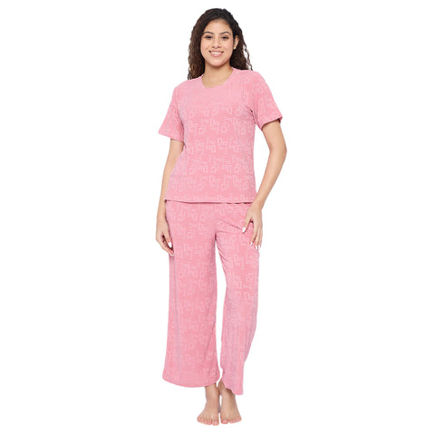 Top and Pyjama Set for Women Nightwear, Pink
