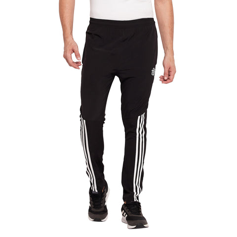 Men Striped Running Track Pants with Zipper Pocket