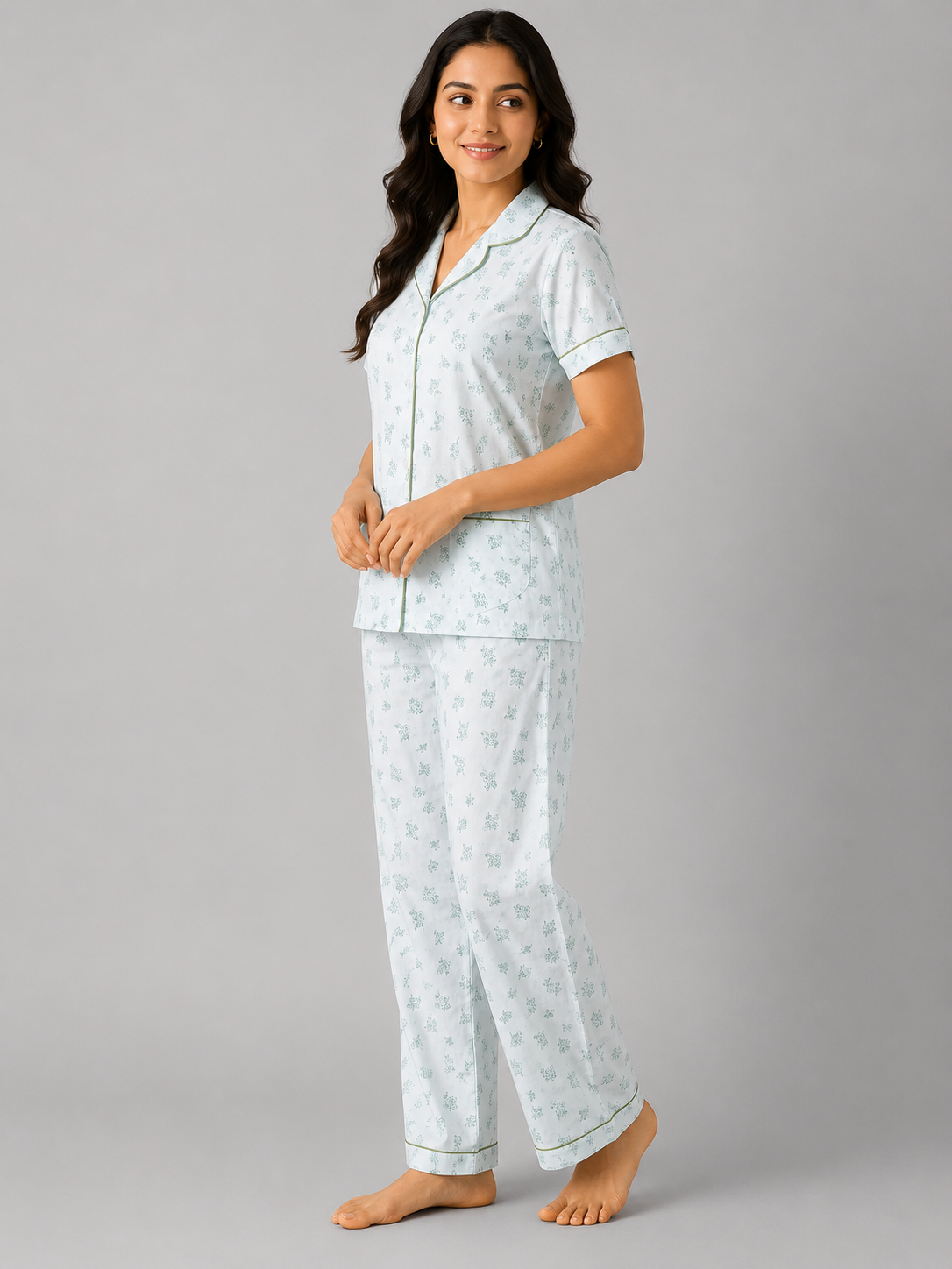 Women Night Suit | Women Sleepwear Set | Ladies Nightwear | Front Open Pyjama Set
