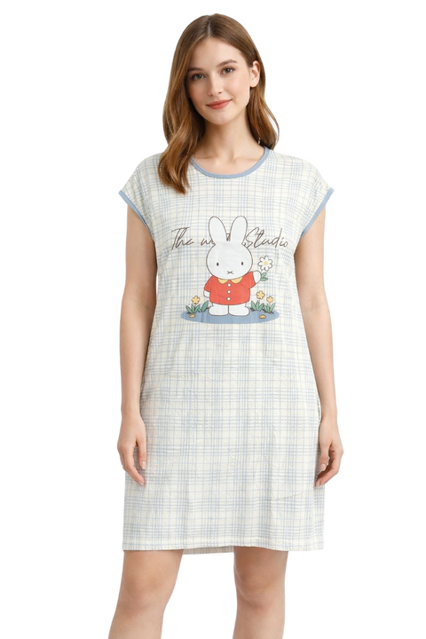 Women's short Nighty, Nightgown, Printed Pattern, Short Sleeve Sleep Dress