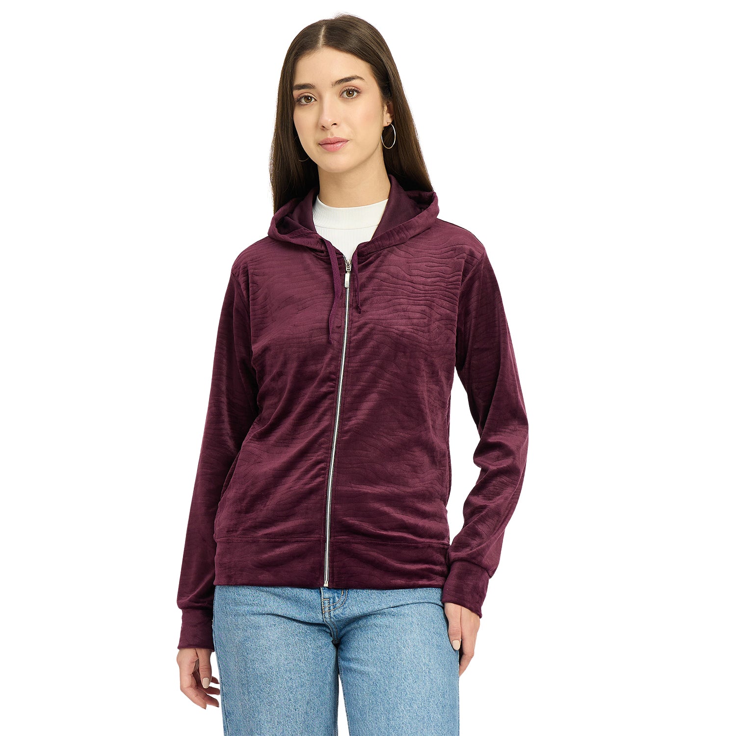 Women’s Whale Textured Zip-Up Hooded Sweatshirt