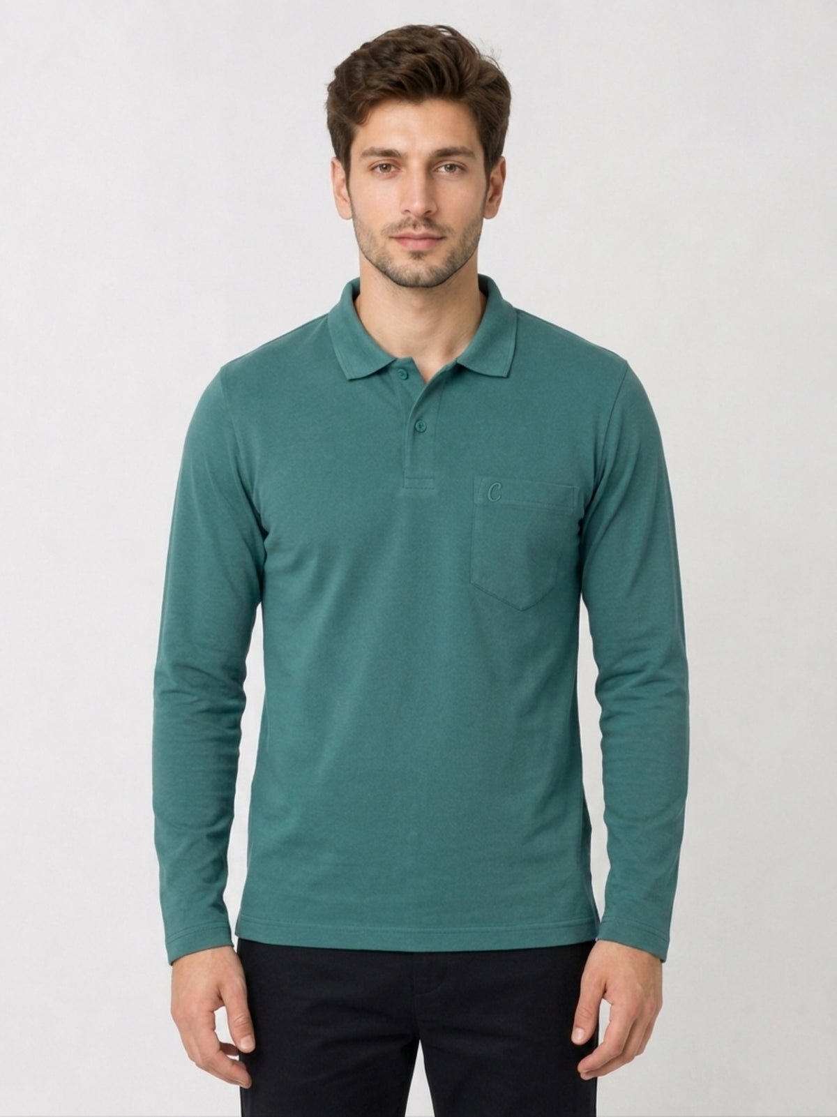 Camey Men's Solid Full Sleeve Polo T-Shirt For Men with Pocket