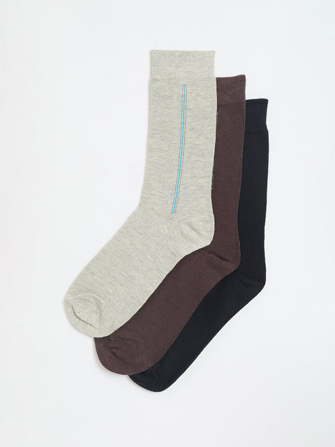 Mens Cotton Blend Calf (Full Length) Socks Pack of 3