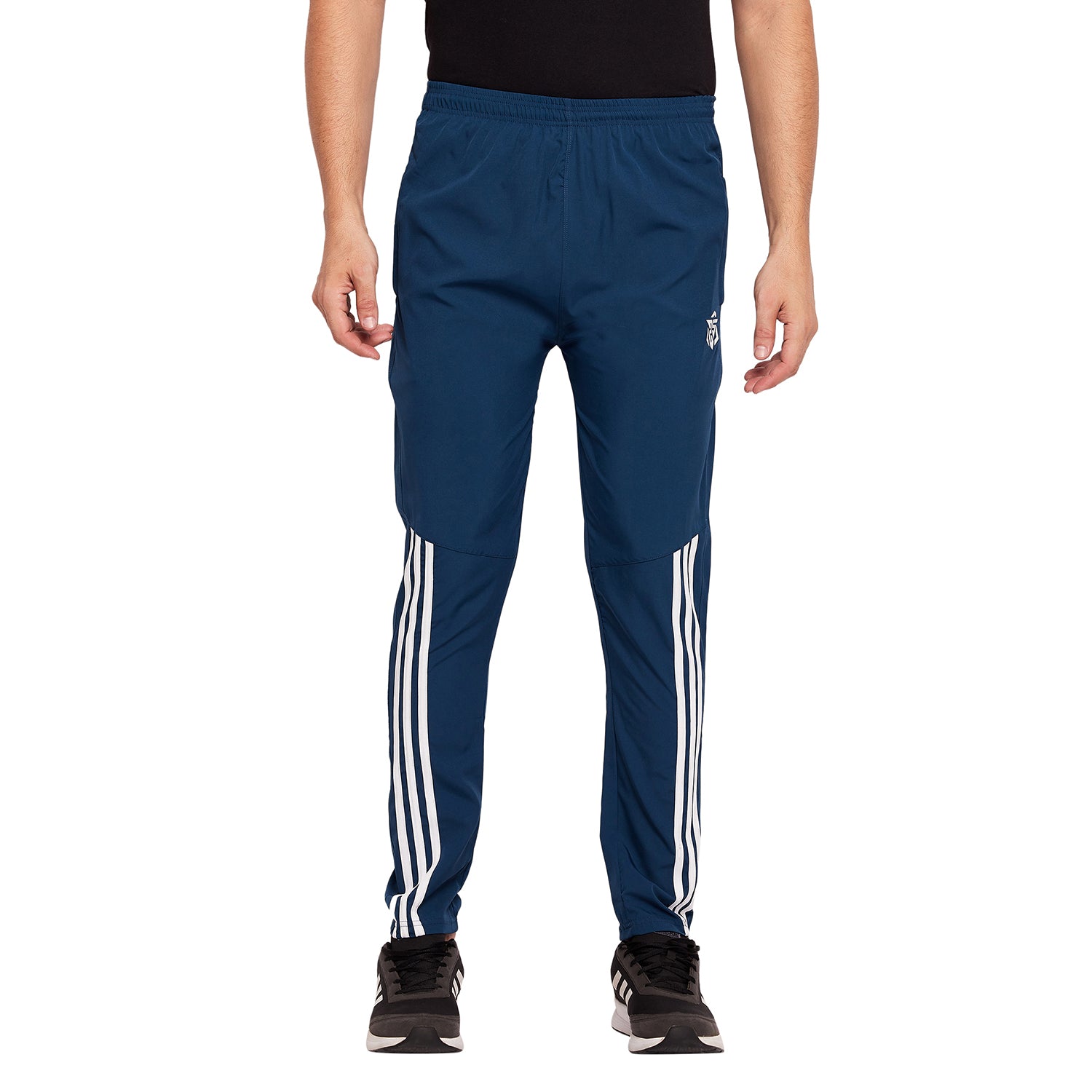 Men Striped Running Track Pants with Zipper Pocket