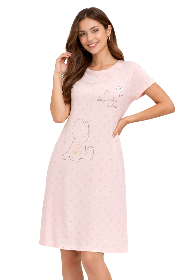 Women's short Nighty, Nightgown, Printed Pattern, Short Sleeve Sleep Dress