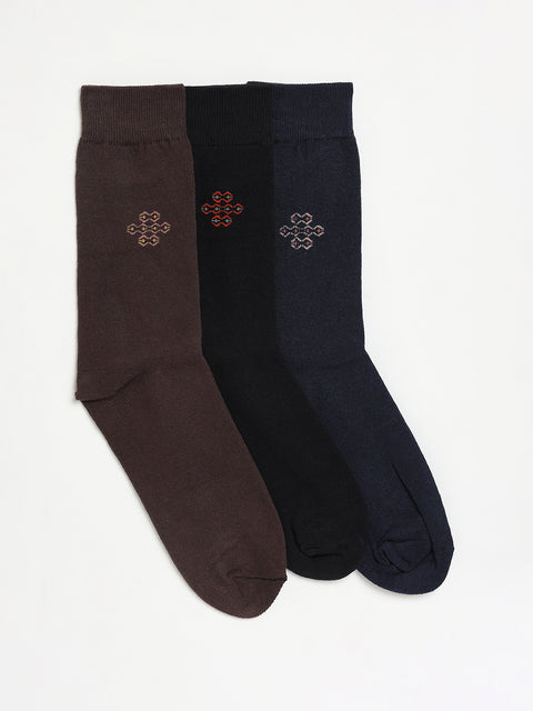 Mens Cotton Blend Calf (Full Length) Socks Pack of 3