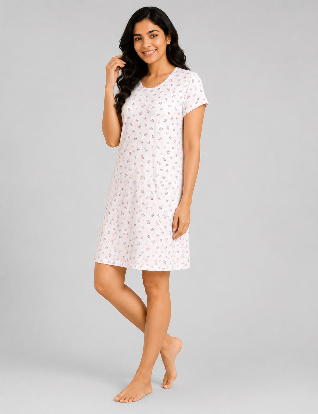 Women’s Knee Length Nighty | Soft Comfortable Sleepwear | Cap Sleeve Short Night Dress