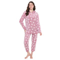Women's Winter Glow in Dark Printed Full Sleeve Hooded Top, Pajama Pants with Pockets