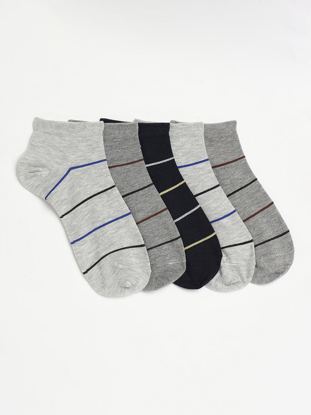 Camey Men’s Formal Socks – Ideal for Office & Events | Men's Sneakers Cotton Blend, Pack of 5, Multicolour (Black, Grey, Navy Blue)