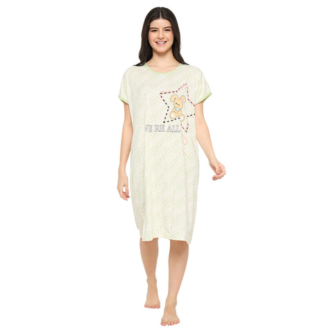 Women's short Nighty, Nightgown, Printed Pattern, Short Sleeve Sleep Dress